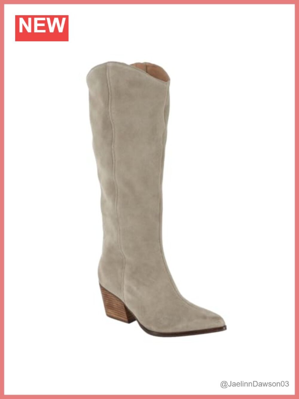 Knee-High Suede Western Boots Zip Closure